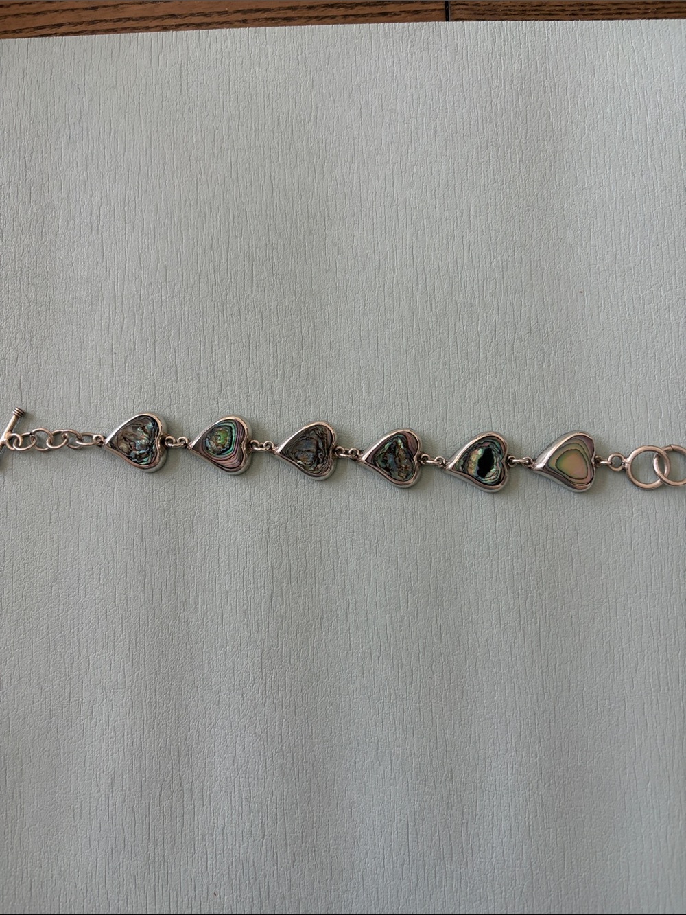 Sterling Silver and Abalone Heart Link Bracelet